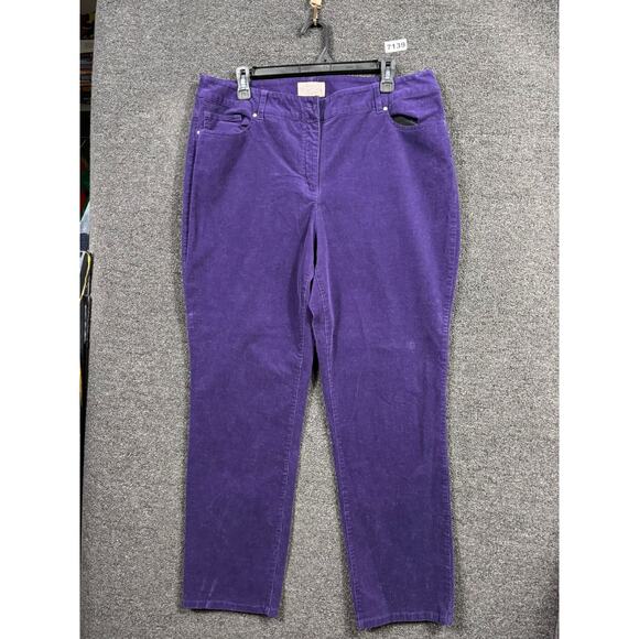 Chico's Pants - Chico's Straight Corduroy Pants Womens 2.5 Short US 14 Purple Mid Rise Stretch